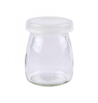 China 90ml 120ml Food Milk Yogurt Sauce Glass Bottle Small Silicone Jar Transparent Lid Drinkware Pudding Wholesaler Candy Jar for sale