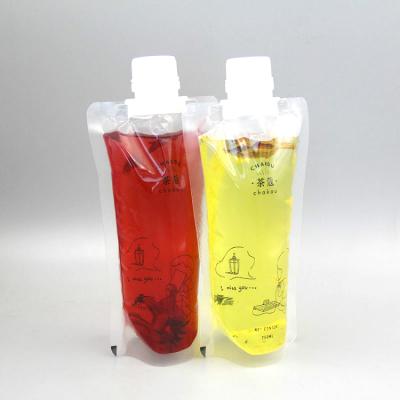 China Moisture Proof Drink Stand Up Pouch Transparent Juice Bag With Straw for sale