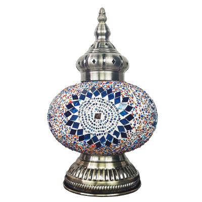 China Retro Industrial Romantic Turkish Led Handmade Glass Table Lamp Bedroom Hotel Moroccan Lamp Table Lamp for sale