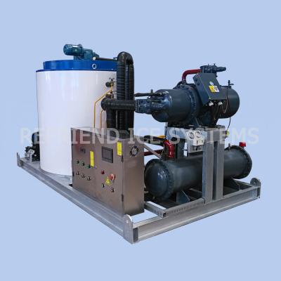 China 20T industrial flake ice plant with water chiller designed for tropical hot climate flake ice for sale