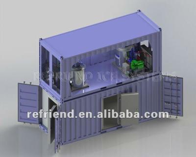 China Air cooled 20ft 10T container complete flake ice plant with ice storage flake ice for sale