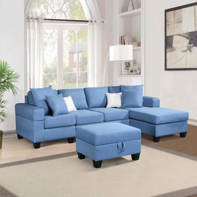 China Convertible Latest l shaped funiture upholstery fabric sofa designs home living room for sale