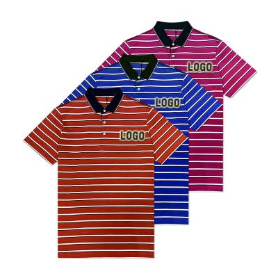 China Anti-pilling New Style Customize Wholesale Oversized Short Sleeve Stripe Plus Size Casual Polo Shirts Men's Polo Shirts muti-color for sale