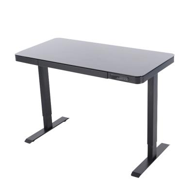 China (Height) Customized Commercial Furniture Modern Height Adjustable Glass Computer Desk for sale