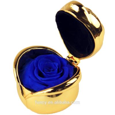 China Wholesale Holiday and Birthday Amazon Gold Plated Metal Ring Box Stabilized Color Roses in Box for sale