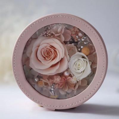 China 2019 Gift Box New Products Thanksgiving Gift Items Preserved Flowers Round Flower Box for sale