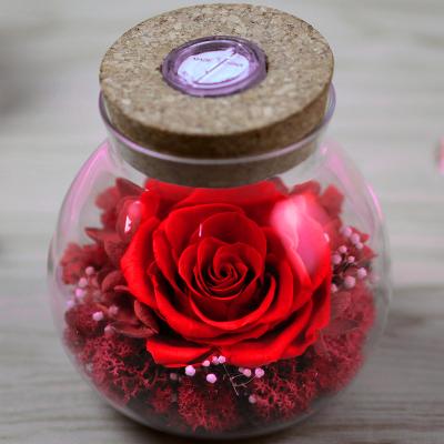 China Keepsake Preserved Eternal Roses Flowers Wishing Bottle Unique Promotion Gift Items Ideas for sale