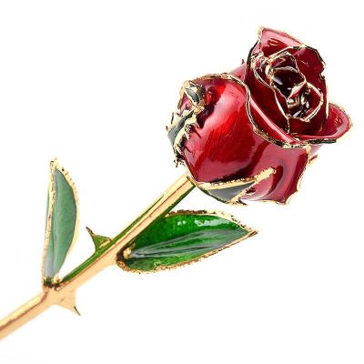 China 24K Rose Valentine Gifts Galaxy Rose 24K Real Gold Plated Dipped Real Rose Gold Plated Natural Rose Gold 24K Rose for sale