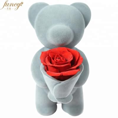 China Designs Wedding Guests Rose Teddy Bear Preserved Forever Eternal Rose Bear Memorabilia for sale