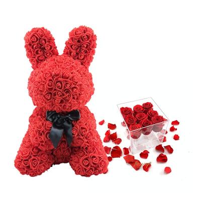 China Fashional Factory Wholesale Artificial Rose Bear Easter Rose Bunny Flower for sale