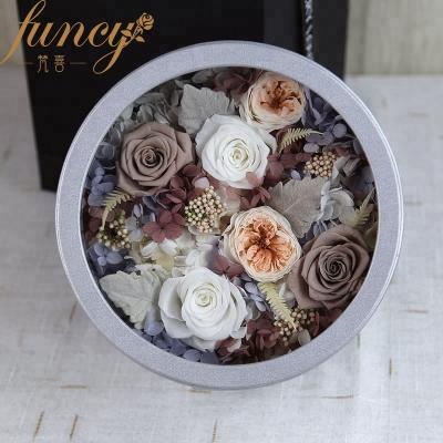 China Wholesale Unique Items Lasting Gift Lasting Forever Rose Round Souvenir Gift Kid Forever Rose Flower Box Eternal Immortal for sale