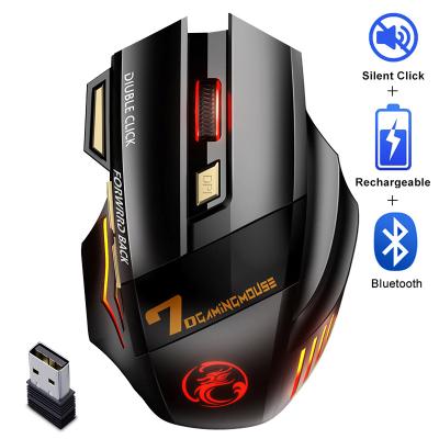 China Rechargeable Wireless Mouse Gamer For Computer RGB Gaming Mice Bluetooth USB Mouse Silent Ergonomic Mause For Laptop PC Mice 7 for sale