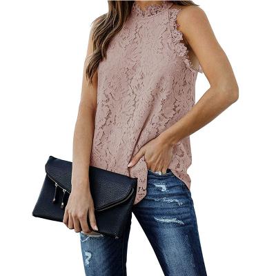 China European and American foreign trade women's QUICK-DRY border clothing 2022 summer new lace hollow neck hanging soft vest for sale