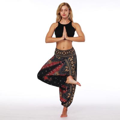 China 2022 breathable European and American high waist dance pants women's ethnic style fitness yoga digital printing loose pants for sale