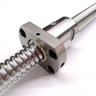 China High Transmission Efficiency Customized C7 Tolerance 3000mm Ground Ball Screw With Round Flange Ballscrew Nut for sale