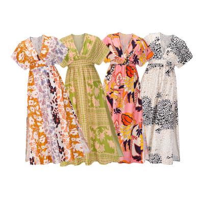 China Fashion Floral Print Dress Breathable Beach Maxi Dress Long Dress For Women for sale