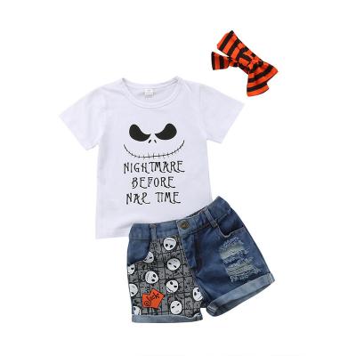 China RTS 3piece Kids Boutique Casual Clothing Set Girls Graphic Outfit For Halloween for sale