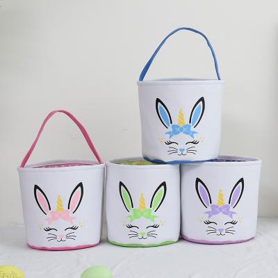 China 2022 New MIX Polka Dot Rabbit Gift Bag Kids Easter Baskets For Egg Candy for sale