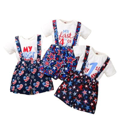 China Summer baby boy casual clothing outfits MY FIRST 4th of July patriotic baby boy shorts set for sale