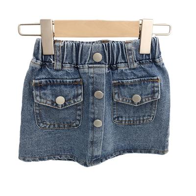 China RTS Boutique Breathable Denim Baby Skirts Girls Button Up Kids Denim Skirt for sale