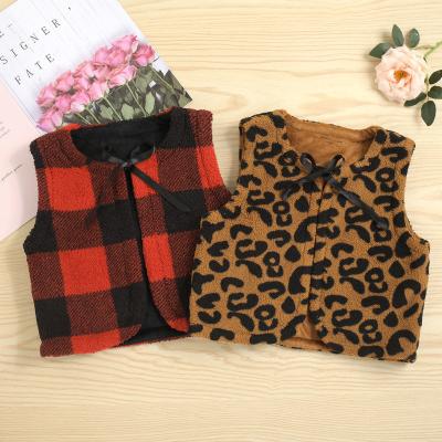 China Baby Boy Viable Girls Leopard Plaid Buffalo Children's Fleece Outdoor Vests Autumn Winter Outdoor Vests for sale