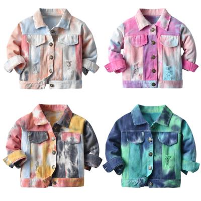 China RTS Viable Baby Boy Girls Tie Dye Denim Children Drop Jean Jacket Coat for sale