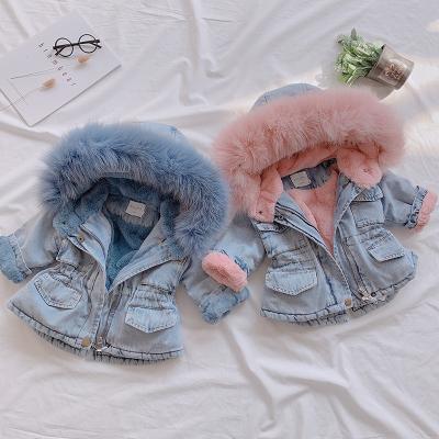 China Sustainable Baby Clothing Jacket For Boys Girls Winter Children Thicken Fleece Denim Hoodie Coat Jacket for sale