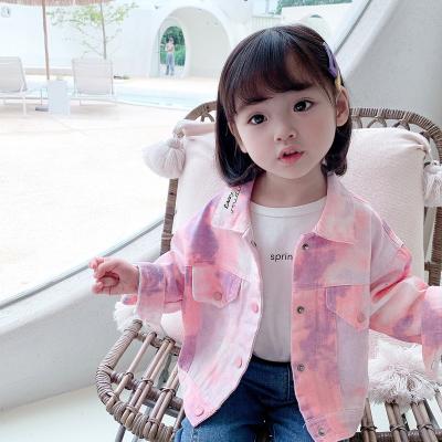 China Sustainable Babies Clothing Tie Dye Denim Jacket Pastel Fall Coat for sale