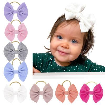 China European and American accessories baby hair new style cotton bow headbands nylon ribbed headband for sale