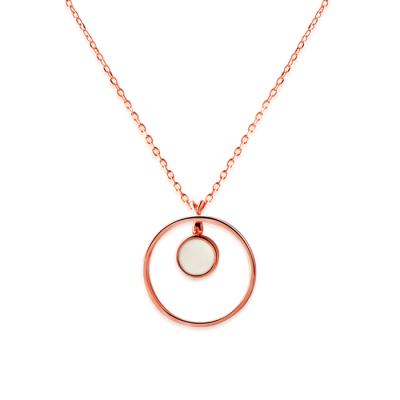 China Fashion TRENDY Ring Pendant Necklaces Rose Gold /Silver Metal Plated Charm Necklace With Enamel for sale