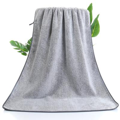 China Compressed Wholesale Chinese Household Velvet Gray Coral Bath Towel for sale