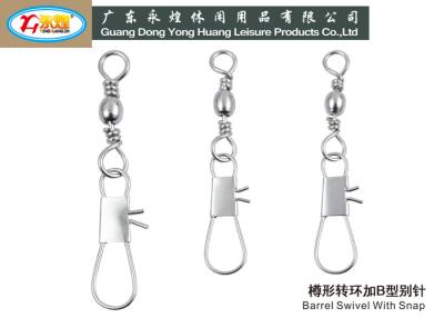 China Barrel shaped saltwater Stainless Steel Fishing Swivels with snap for sale