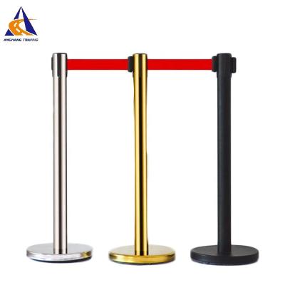 China Bank Mall Crowd Control Line Warning Posts Line Up Post With Retractable Belt Stainless Steel Brackets for sale