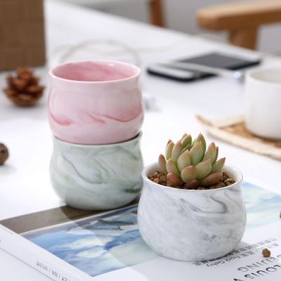 China Scandinavian Marble Ceramic Succulent Chandelier Nordic Mini Plant Effect Flower Pot Set Desktop Plants Durable Color Material for sale