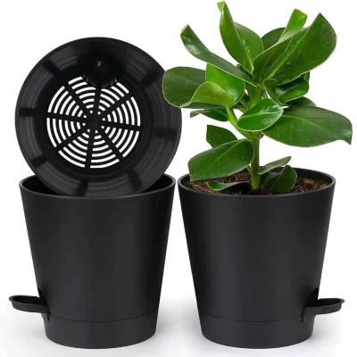 중국 Modern Hot Sale Modern Decorative Plastic Pots For Plants High Drainage Planters With Saucer Self Watering Pots 판매용