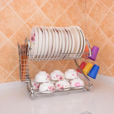 China Stored Storage Rack Double-Layer Draining Bowl Storage Rack Drop Water Dish Rack Kitchen for sale