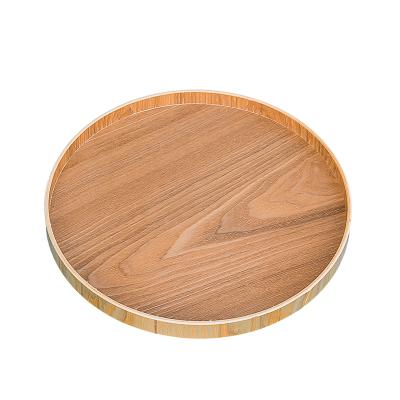 China Hotel Adult Creative Round Wooden Fruit Dishes Household Round Tray Japanese Style Dish Dumpling Dish Wood Dish for sale