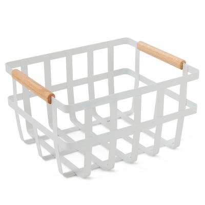 China Viable Nordic Style Storage Basket Organizer Iron Storage Basket Wire White Basket for sale