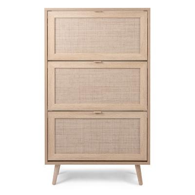 China High Quality 3 Drawer Adjustable Large Storage Living Room Furniture (Other) Shoe Rack Rattan Wooden Cabinet for sale