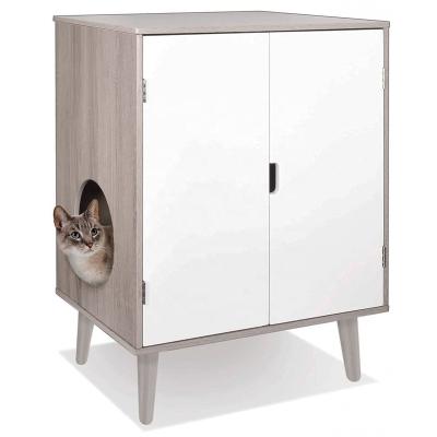 China Factory Wholesale Wooden Cat Litter Box (Other) Adjustable Closed Nightstand Pet House Wooden Cat Litter Box Cabinet for sale