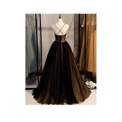 China High Quality Anti-Static Choice Sexy Black Sleeveless Breathable Deep V-Neck Evening Dresses for sale