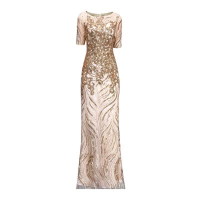 China China Supplier Anti Static Beaded Rose Gold Quality Washable Sequined Colorful Evening Dresses for sale