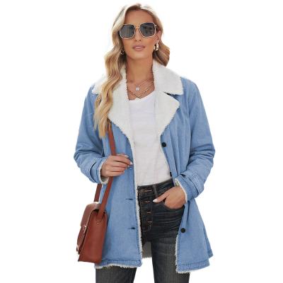 China Anti-Shrink Plush Thickened Coat For Women Solid Color Suit Collar Pocket Cardigan For Women for sale