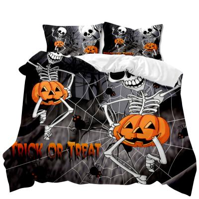 China Nondisposable 100% Polyester 3D Halloween Bedding Set Print Weird Design New Skull Design Duvet Cover for sale