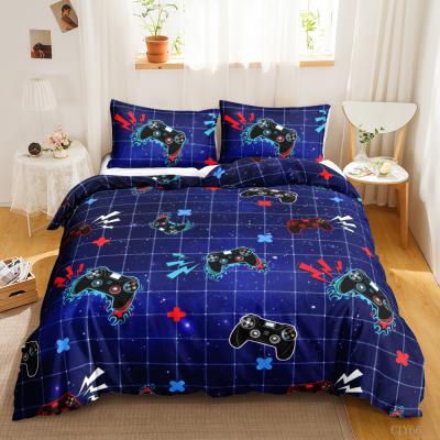 China Viable Small Fresh Blue 3D Printed Double Handle Instant Printing Home Bedding Set Duvet Covers for sale