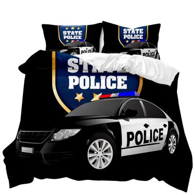 China Viable The Latest High Quality Digital 3D Printing Police Car Design Duvet Cover Bedding Set for sale