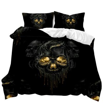 China 3D Skeleton Luxury Bedding Set Nondisposable Skull Quilt Cover Fashion Pillowcase Decorative Sheet 3pcs for sale