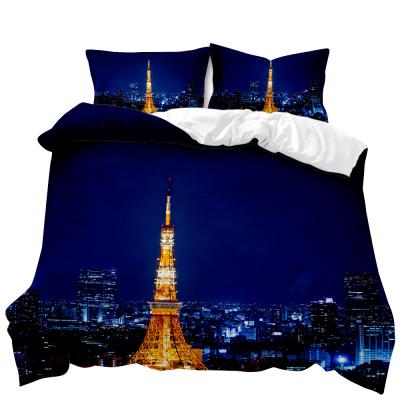 China Viable Famous 3D Building City Night View Bedding Comforter Set for sale