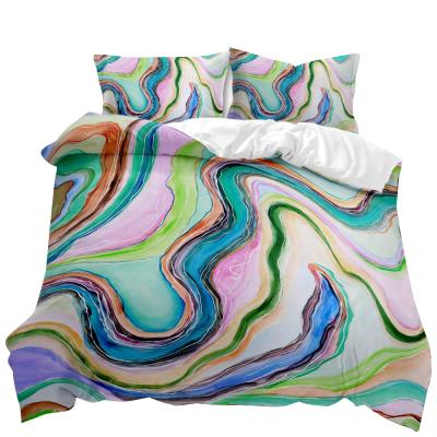 China Viable 3D Printing Bedding Set Fashion Color Series Bedding 2/3 Pieces Set Trendy Geometric Pattern Single Duvet Cover for sale