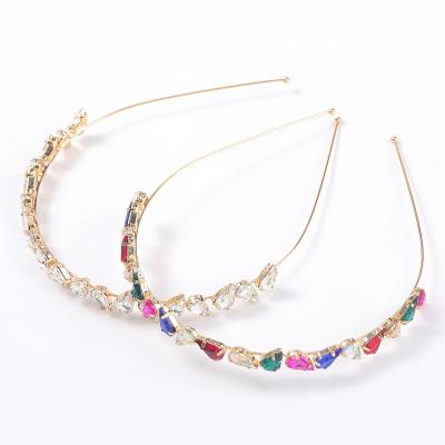 China Bohemia Wholesale Fashion Colored Glass Crystal Stone Jeweled Headband Shiny Crystal Women Hair Accessories for sale